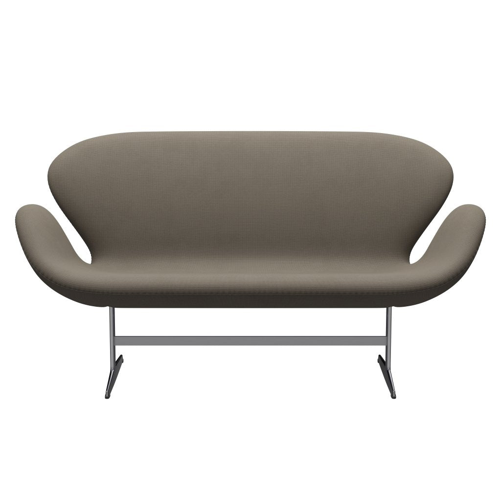 Fritz Hansen Canapé de cygne 2 places, beige en aluminium / renommée brossé en satin (61003)