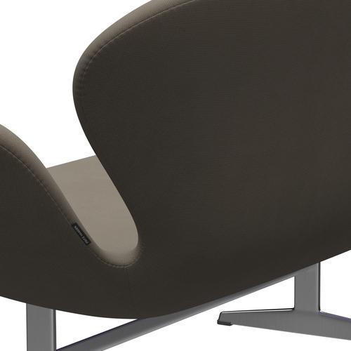 Fritz Hansen Canapé de cygne 2 places, beige en aluminium / renommée brossé en satin (61003)