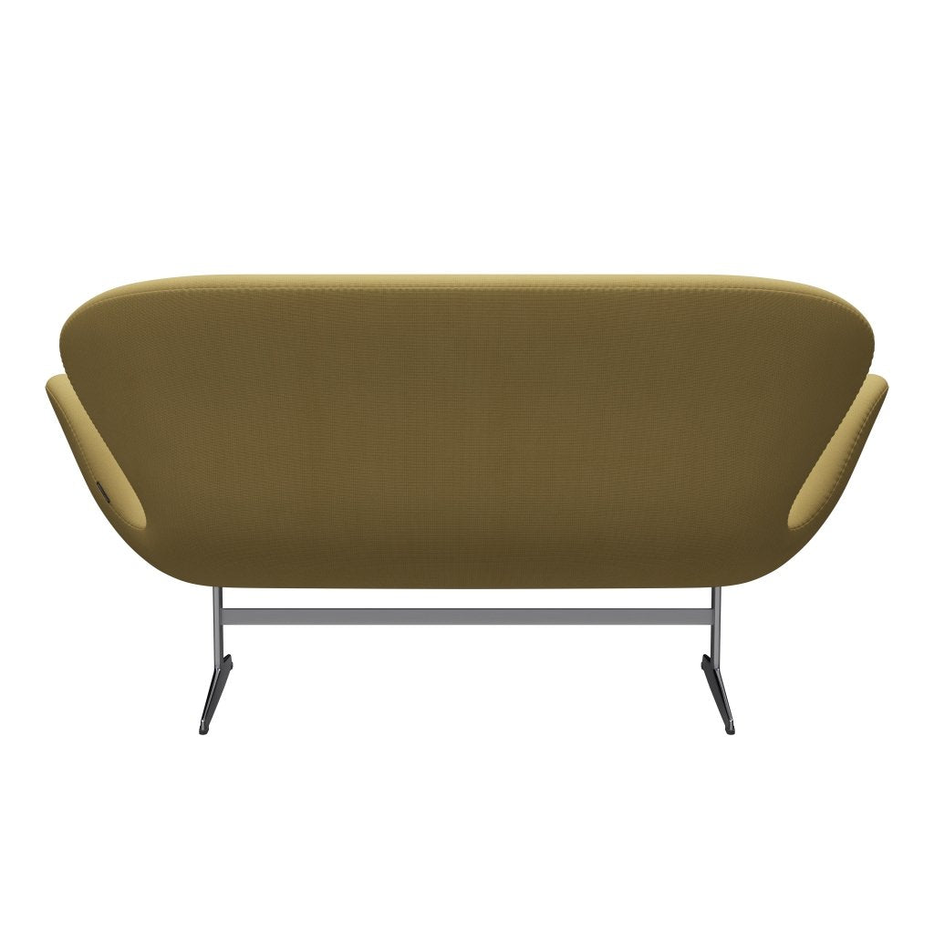 Fritz Hansen Canapé de cygne 2 places, beige en aluminium / renommée brossé en satin (62068)