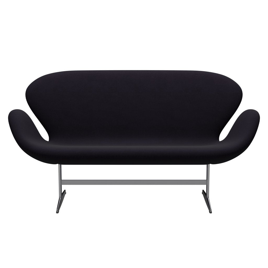 Fritz Hansen Canapé de cygne 2 places, bordeaux en aluminium / renommée brossé en satin (64055)