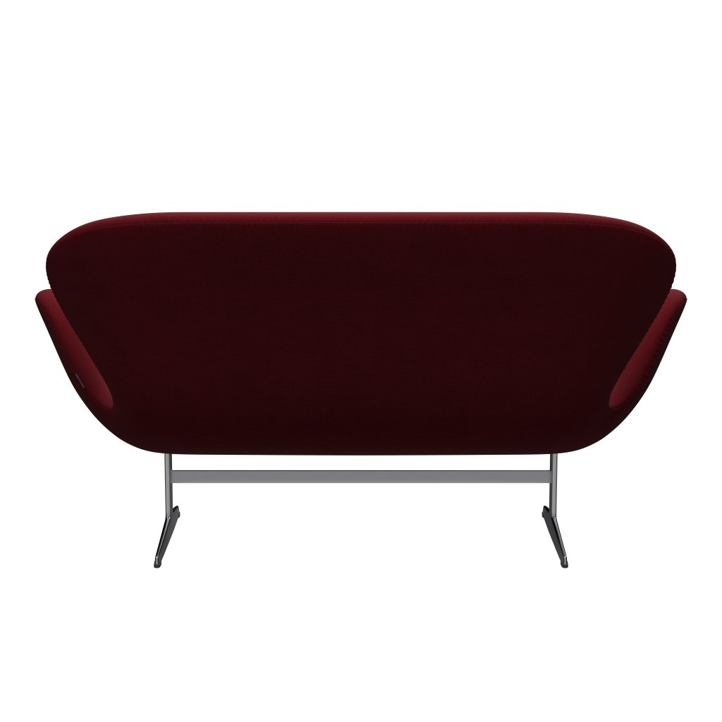 Fritz Hansen Swan Sofa 2-Sitzer, Satin gebürstetes Aluminium/Fame Bordeaux (64058)