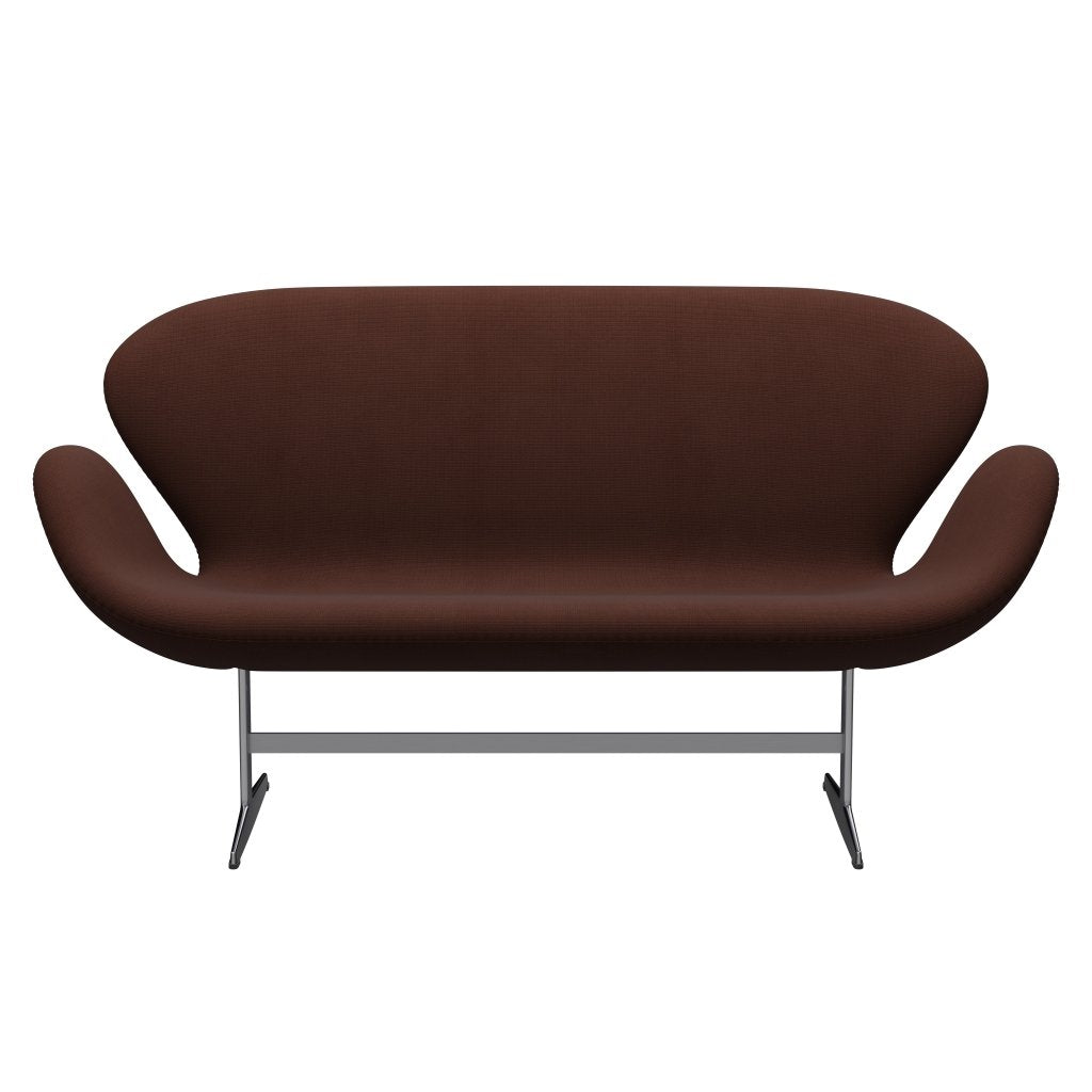 Fritz Hansen Swan Sofa 2 sæta, satín burstað ál/frægð brúnt (61047)