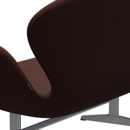 Fritz Hansen Canapé de cygne 2 places, en aluminium brossé en satin / renom Brown (61047)