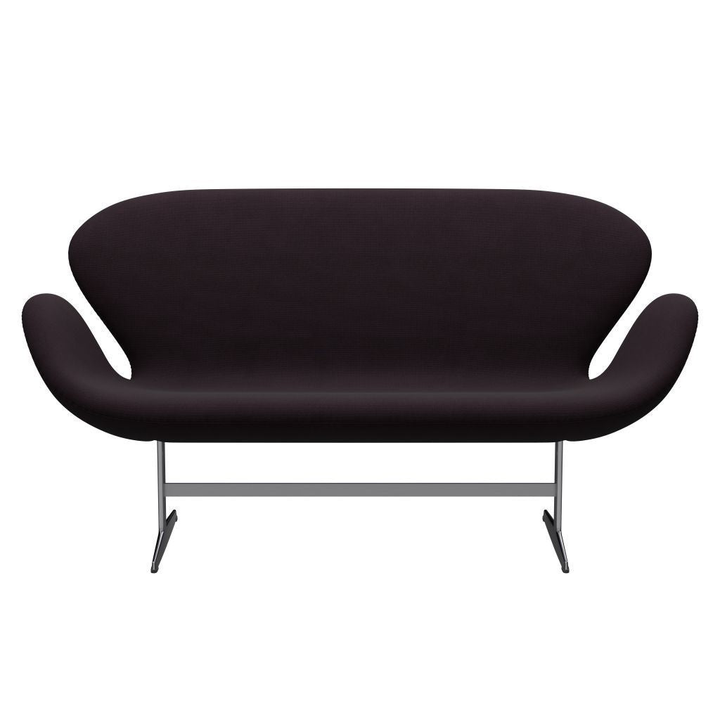 Fritz Hansen Canapé de cygne 2 places, en aluminium brossé en satin / renom Brown (61108)