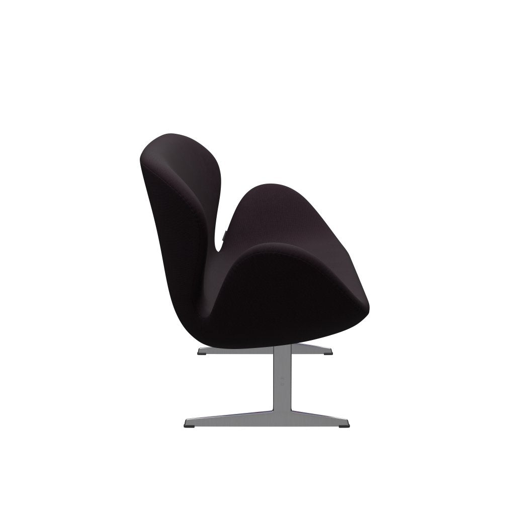 Fritz Hansen Canapé de cygne 2 places, en aluminium brossé en satin / renom Brown (61108)