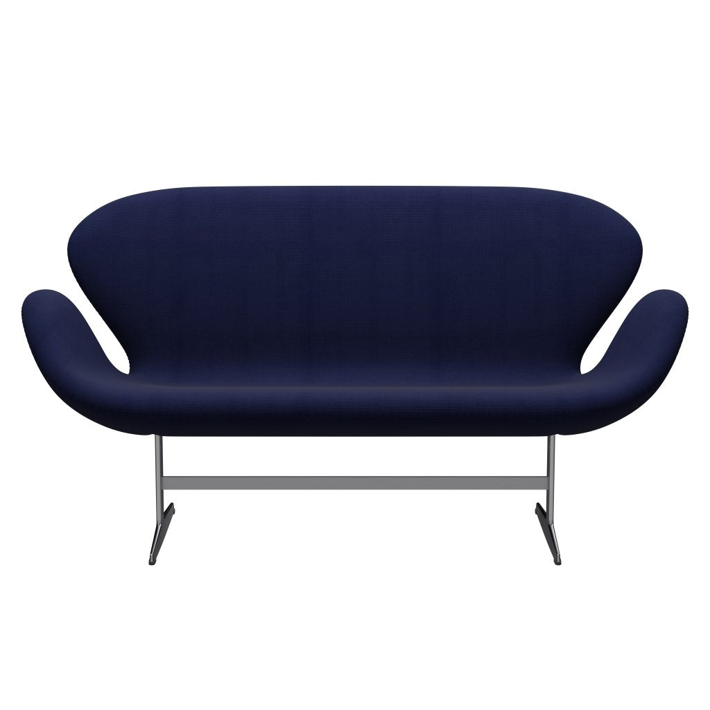 Fritz Hansen Swan Sofa 2-Sitzer, Satiniertes gebürstetes Aluminium/Fame Dunkelblau (66005)