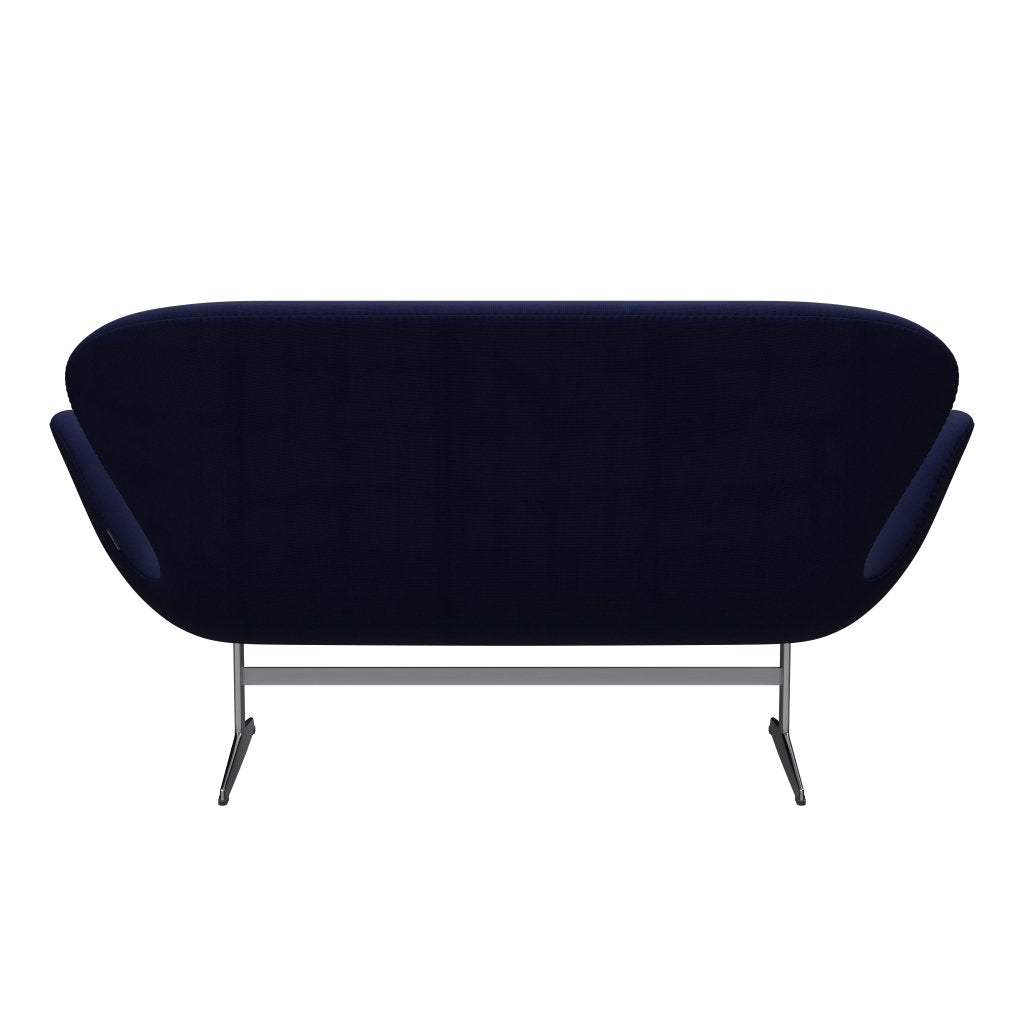 Fritz Hansen Swan Sofa 2-Sitzer, Satiniertes gebürstetes Aluminium/Fame Dunkelblau (66005)