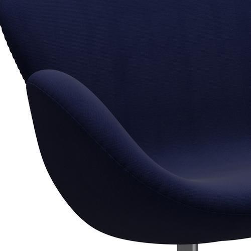 Fritz Hansen Swan Sofa 2-Sitzer, Satiniertes gebürstetes Aluminium/Fame Dunkelblau (66005)