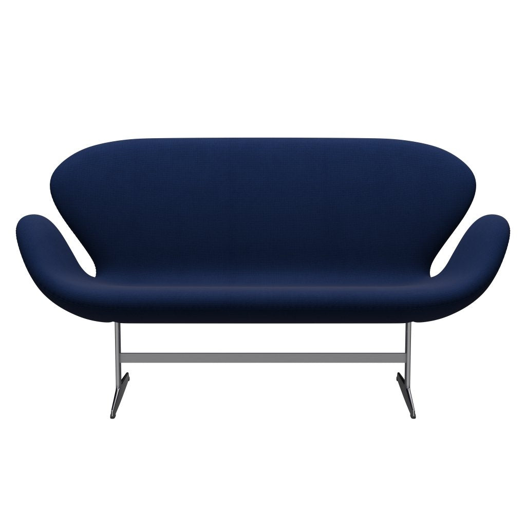 Fritz Hansen Swan Sofa 2-Sitzer, Satiniertes gebürstetes Aluminium/Fame Dunkelblau (66071)