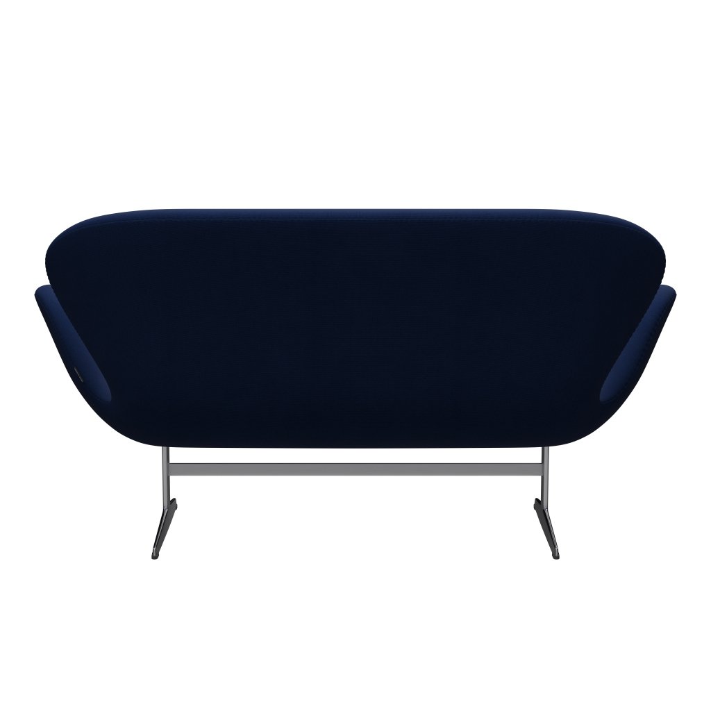 Fritz Hansen Swan Sofa 2-Sitzer, Satiniertes gebürstetes Aluminium/Fame Dunkelblau (66071)