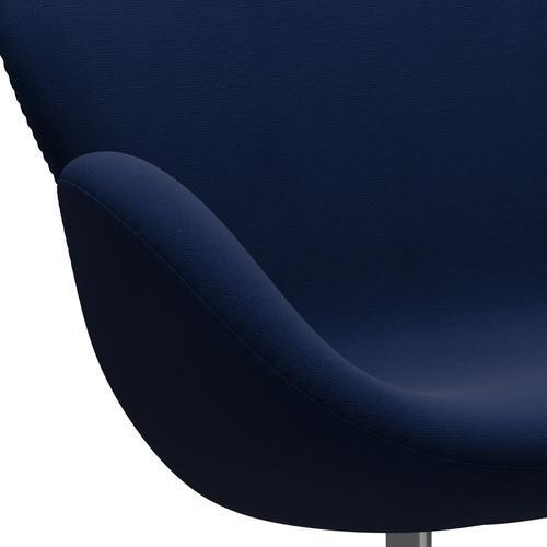 Fritz Hansen Swan Sofa 2-Sitzer, Satiniertes gebürstetes Aluminium/Fame Dunkelblau (66071)