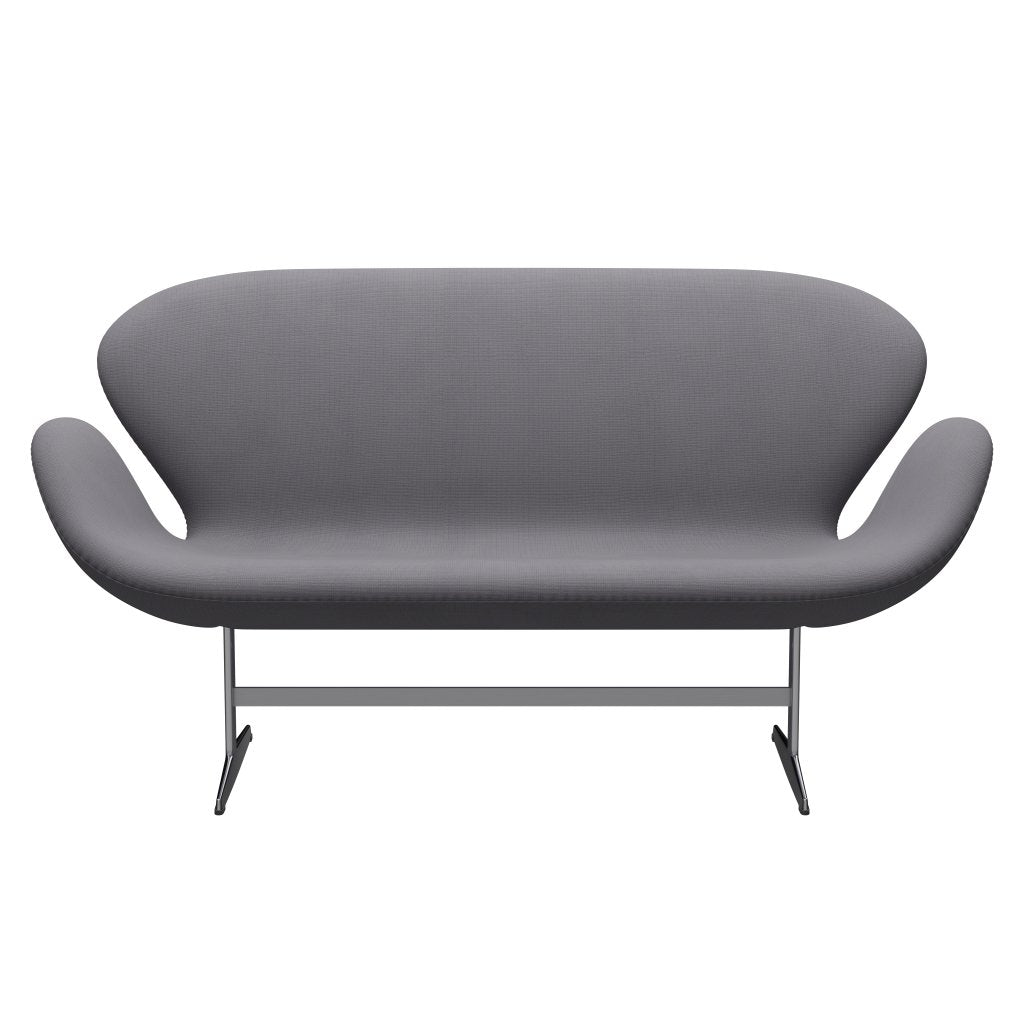 Fritz Hansen Canapé de cygne 2 places, gris en aluminium / renommée brossé en satin (60078)