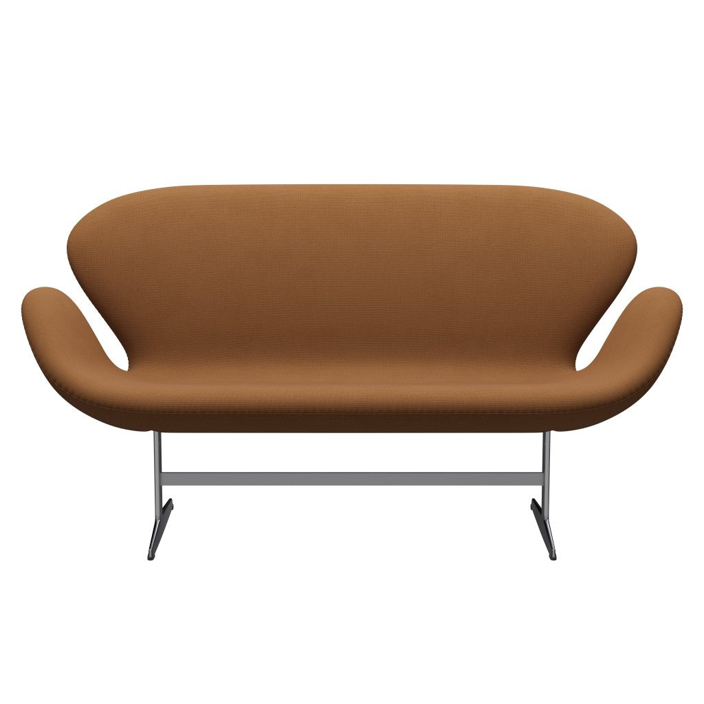 Fritz Hansen Canapé de cygne 2 places, en aluminium brossé en satin / renommée brun clair (61131)