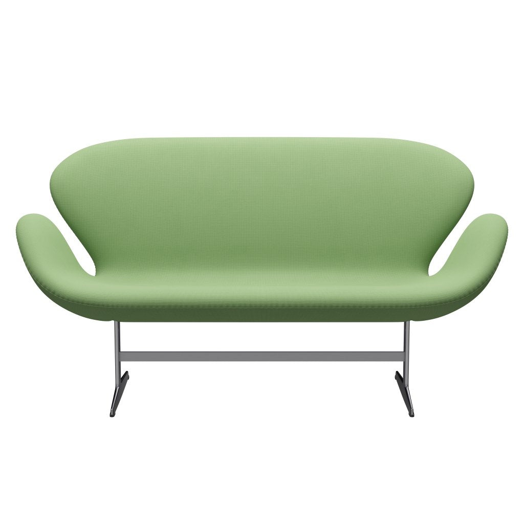 Fritz Hansen Swan Sofa 2-Sitzer, Satiniertes gebürstetes Aluminium/Fame Hellgrün