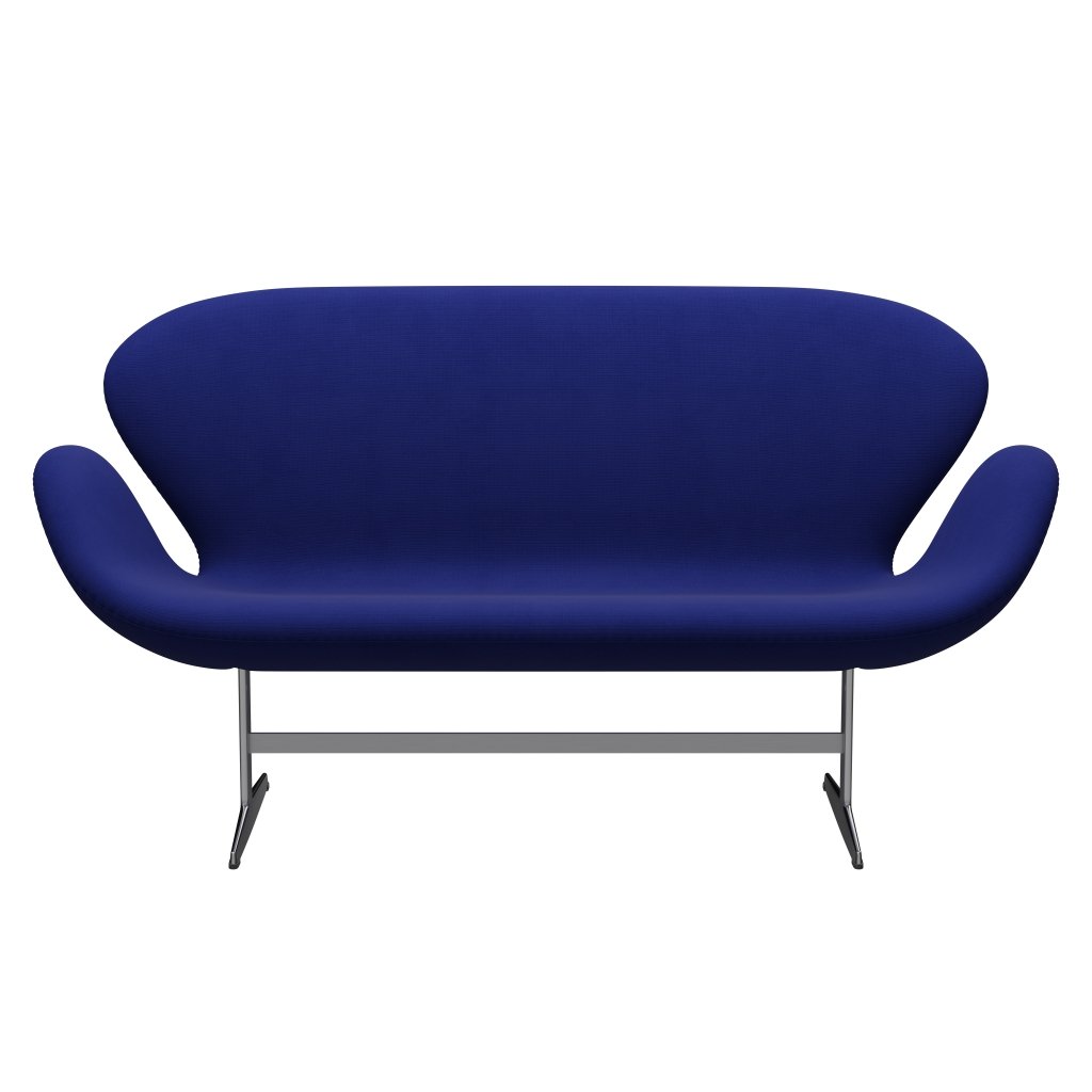 Fritz Hansen Swan Sofa 2-Sitzer, Satin gebürstetes Aluminium/Fame Navy (66032)