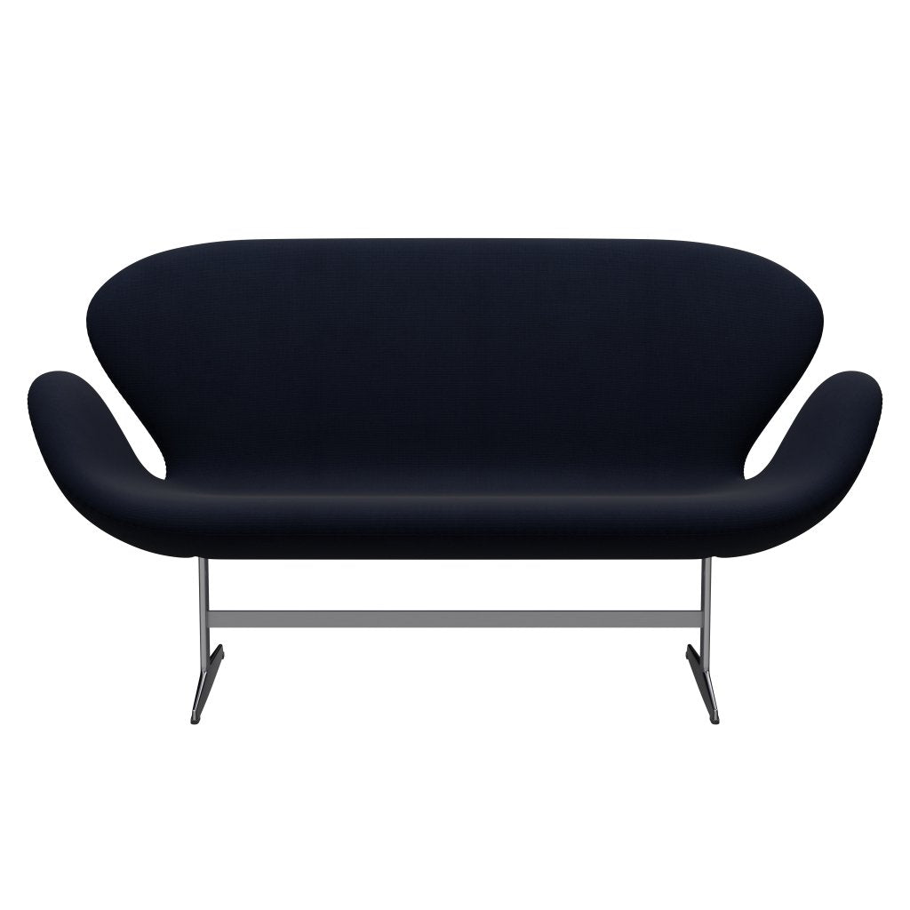 Fritz Hansen Swan Sofa 2-Sitzer, Satin gebürstetes Aluminium/Fame Navy (66061)