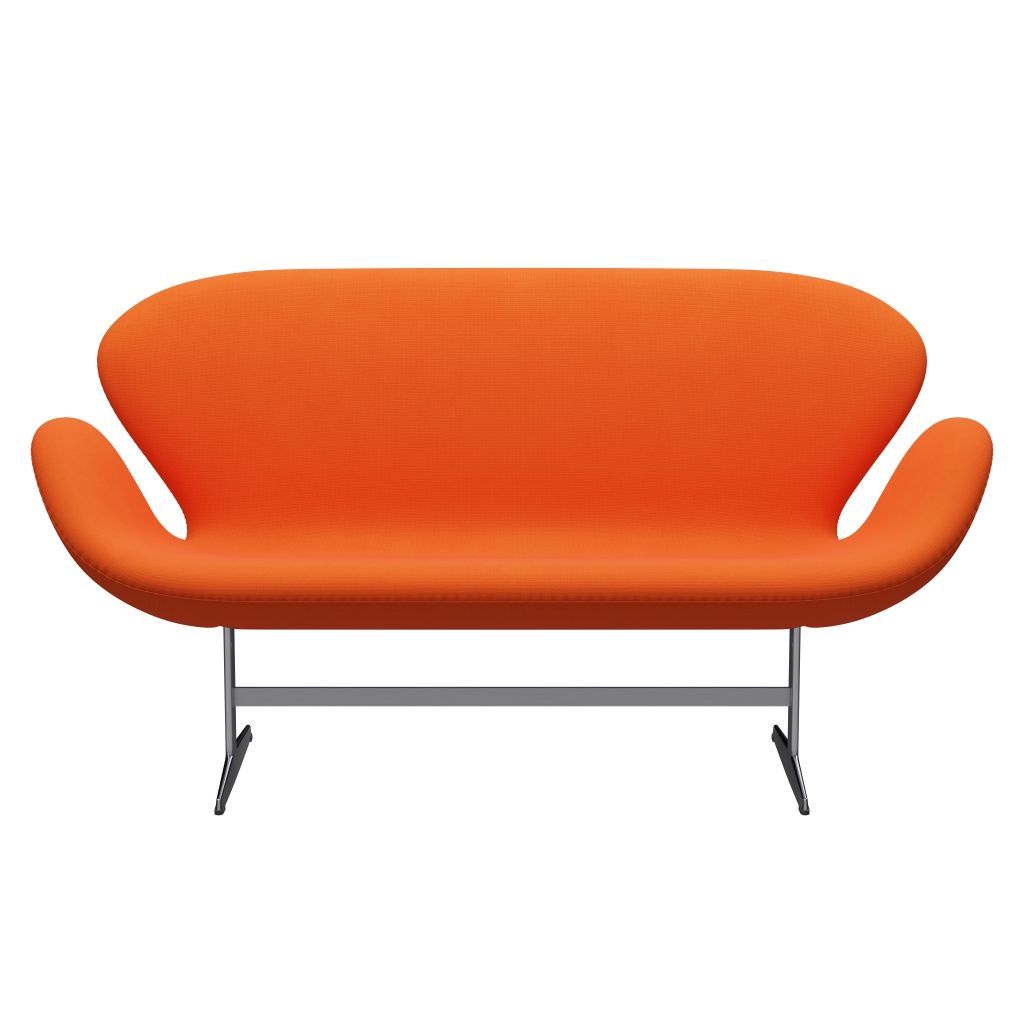 Fritz Hansen Swan Sofa 2 Seater, Satin Brushed Aluminium/Fame Orange (63016)