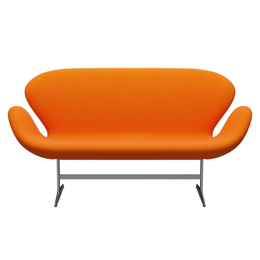 Fritz Hansen Canapé de cygne 2 places, orange en aluminium / renommée brossé en satin (63077)