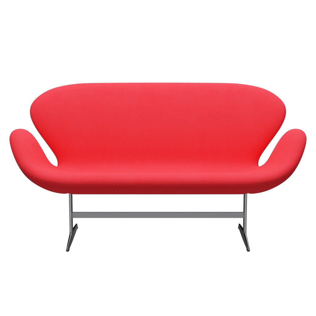 Fritz Hansen Swan Sofa 2-Sitzer, Satin gebürstetes Aluminium/Fame Pink