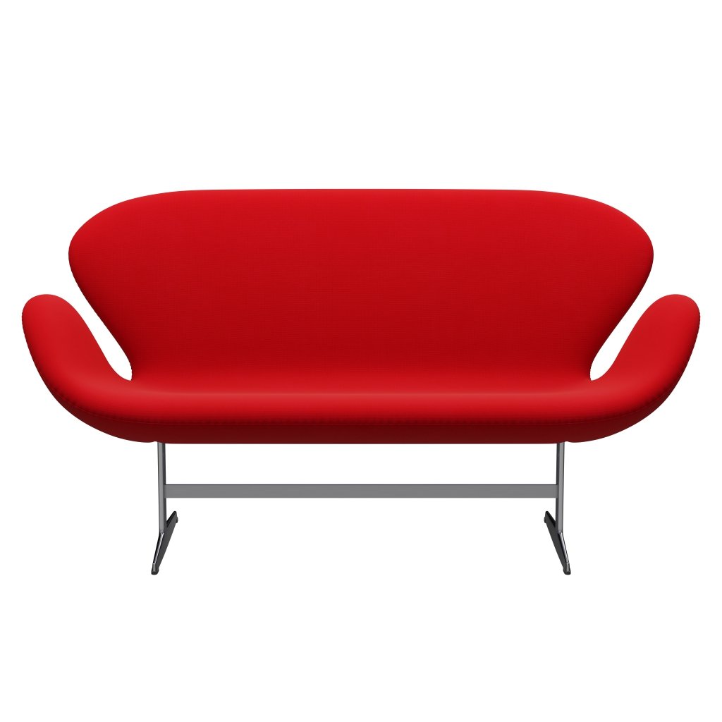 Fritz Hansen Swan Sofa 2 sæta, satín burstað ál/frægð rautt (64119)