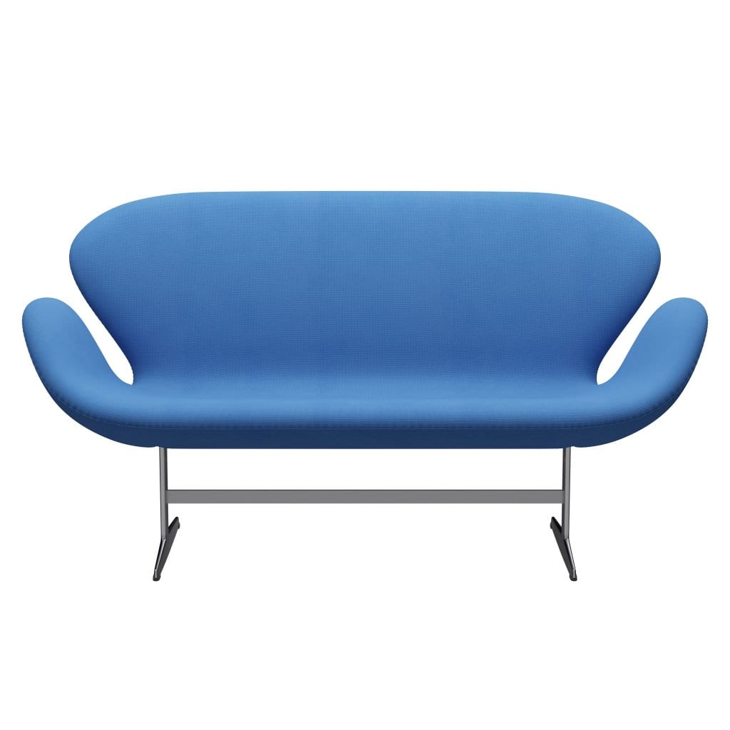 Fritz Hansen Canapé de cygne 2 places, turquoise en aluminium / renommée brossé en satin (66118)