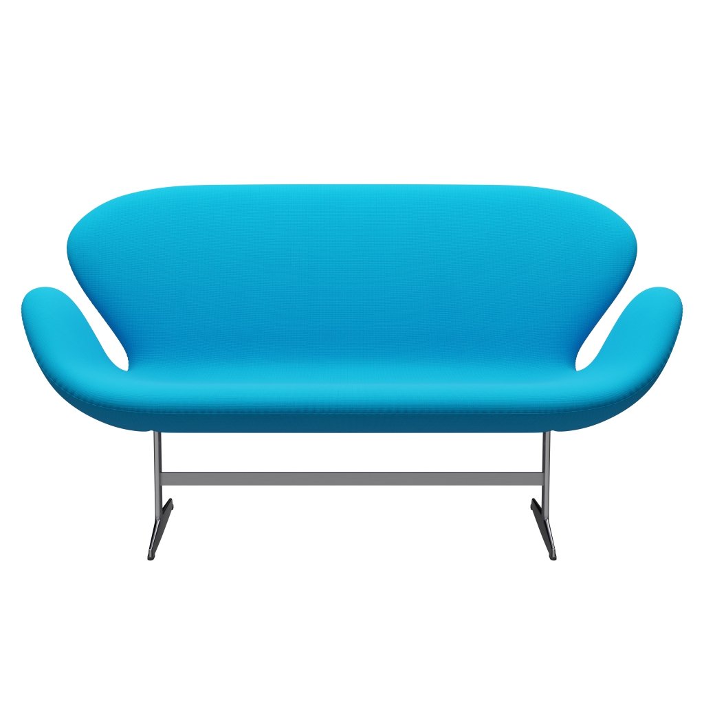 Fritz Hansen Zwaan bank 2 zitter, satijnen geborsteld aluminium/roem warm turquoise