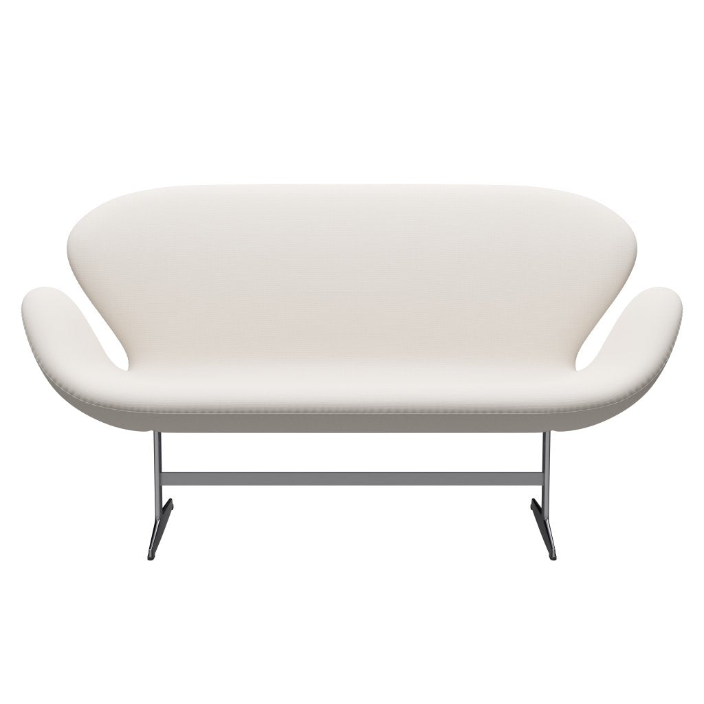 Fritz Hansen Swan Sofa 2-Sitzer, Satiniertes gebürstetes Aluminium/Fame White