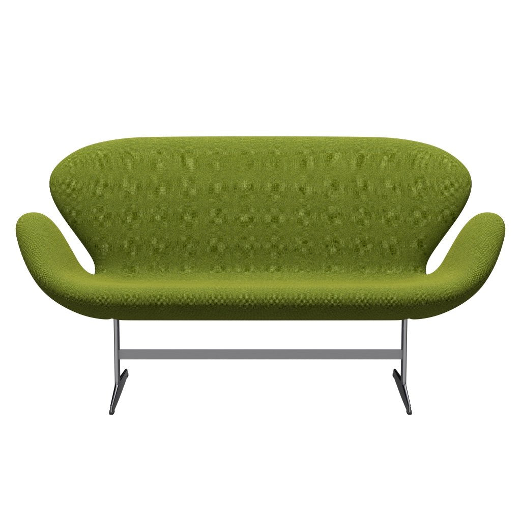 Fritz Hansen Swan Sofa 2-Sitzer, Satiniertes gebürstetes Aluminium/Hallingdal Grün