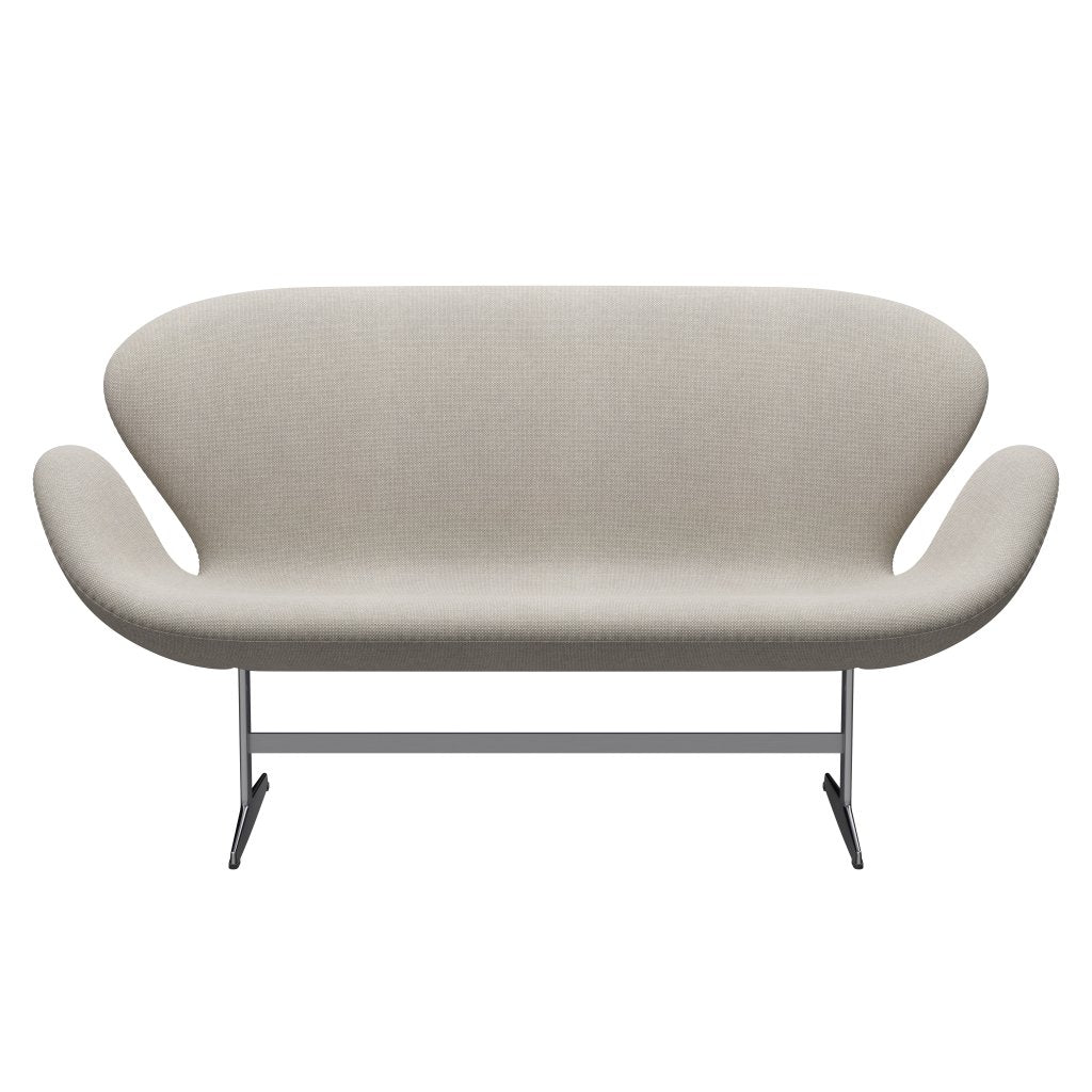 Fritz Hansen Swan Sofa 2 Seater, Satin Brushed Aluminium/Hallingdal Light Grey (103)