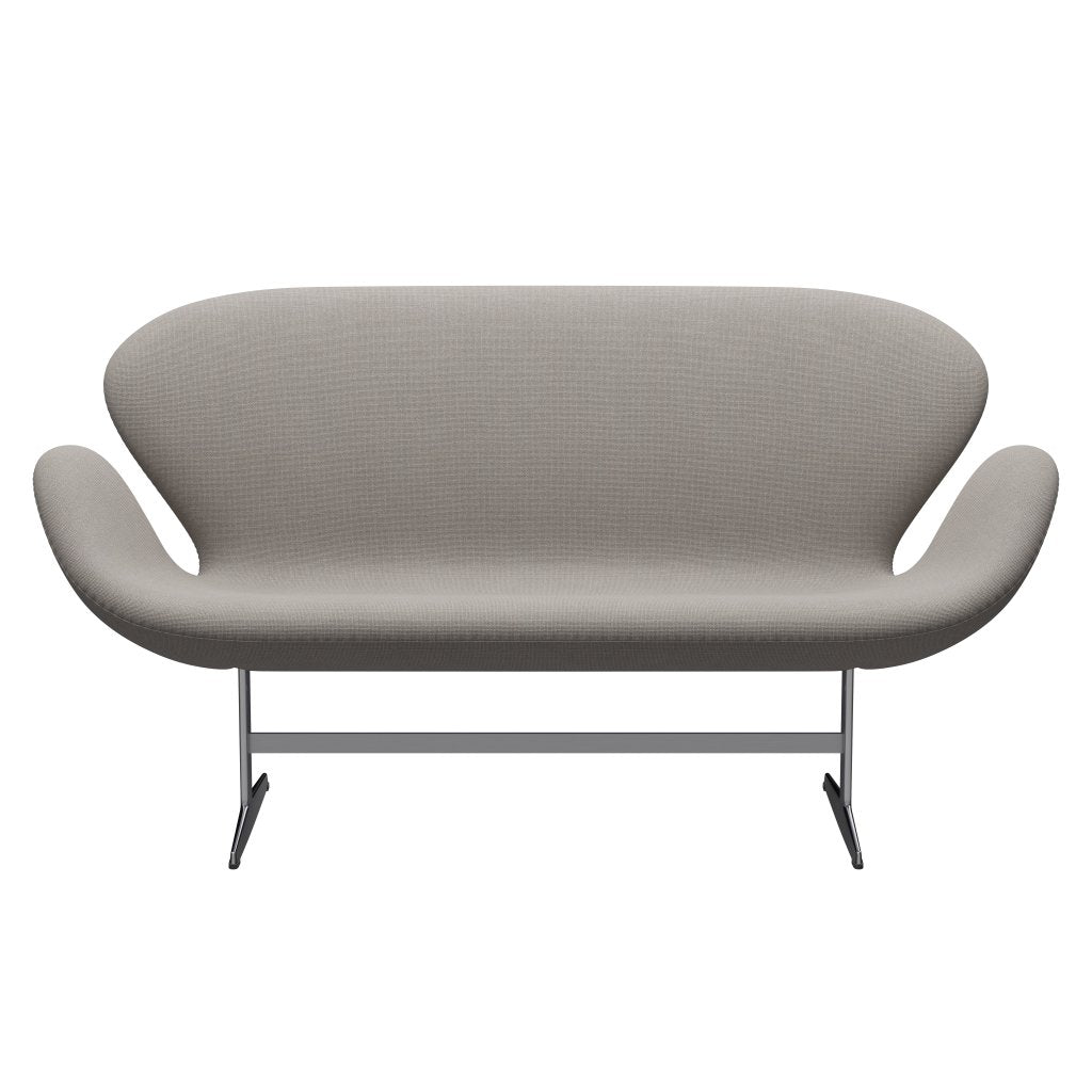 Fritz Hansen Swan Sofa 2 Seater, Satin Brushed Aluminium/Hallingdal Light Grey (113)