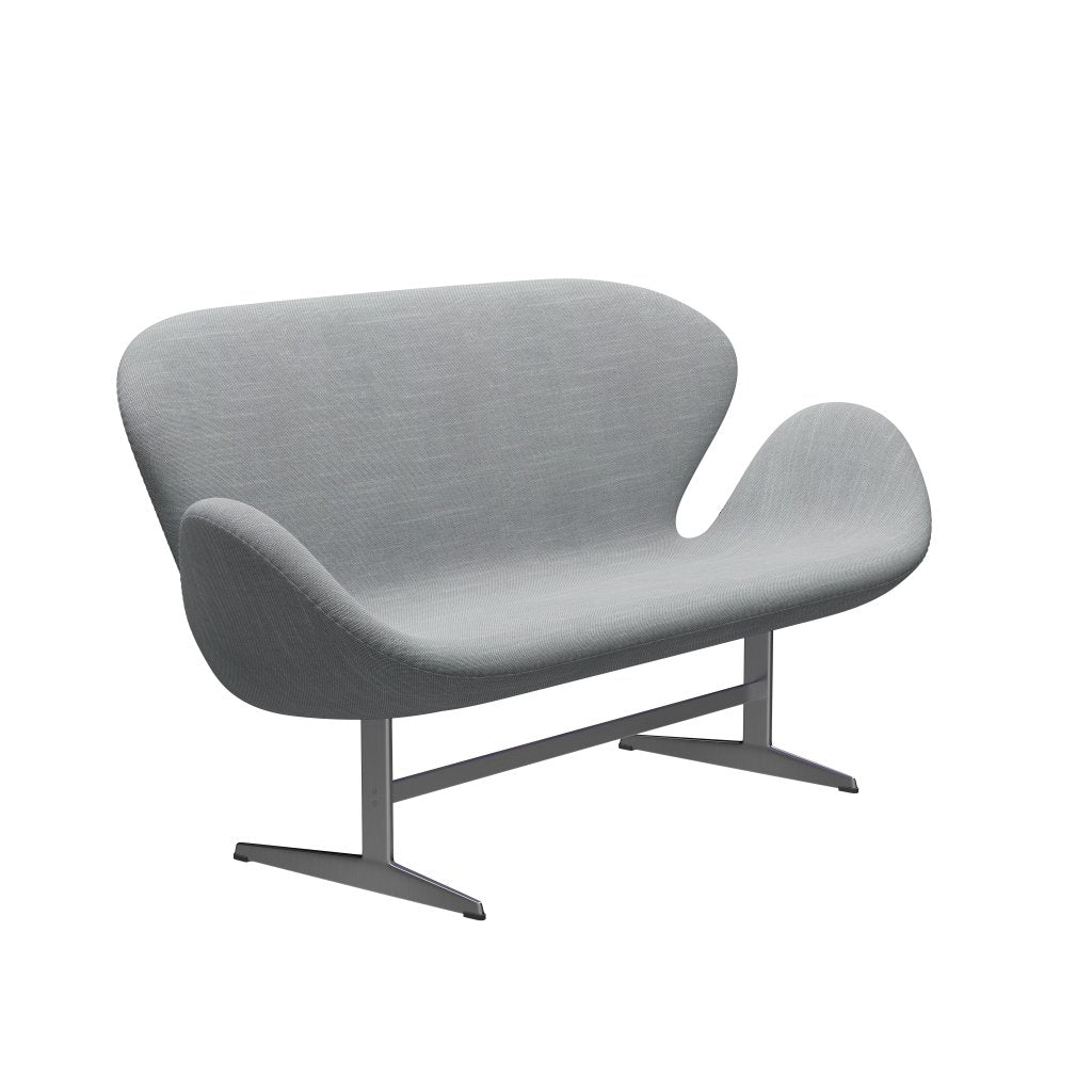 [product_category]-Fritz Hansen Swan Sofa 2 Seater, Satin Brushed Aluminium/Sunniva Light Grey/Light Blue-Fritz Hansen-3321-SV133-SPAL-FRI-2