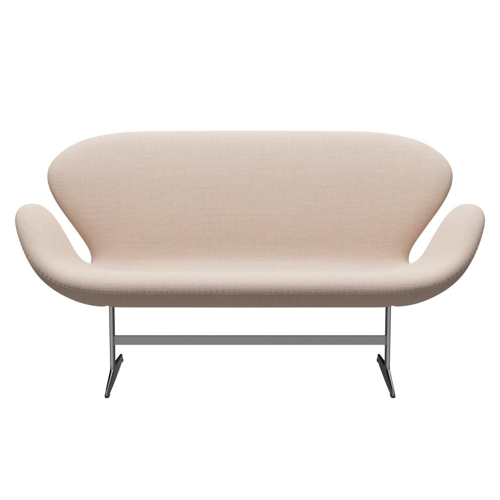 Fritz Hansen Swan Sofa 2 sæder, satin børstet aluminium/sunniva sand/blød lyserød