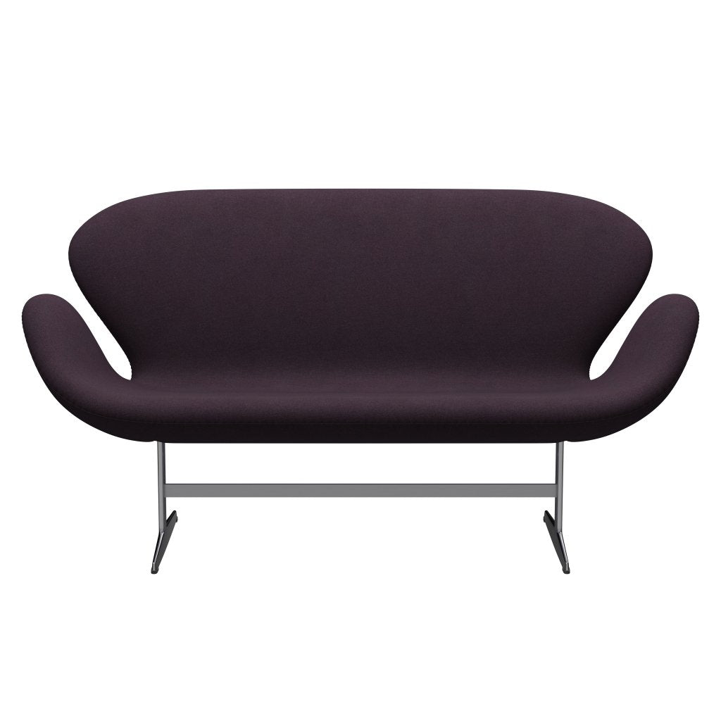 Fritz Hansen Swan Sofa 2-Sitzer, Satiniertes gebürstetes Aluminium/Tonus Aubergine