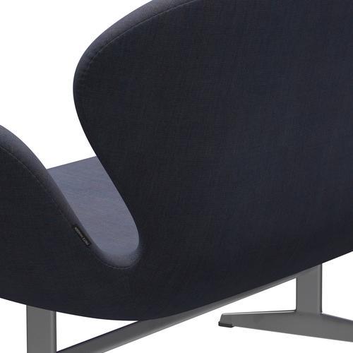 Fritz Hansen Swan divano 2 posti, grigio argento/tela azzurro (0734)