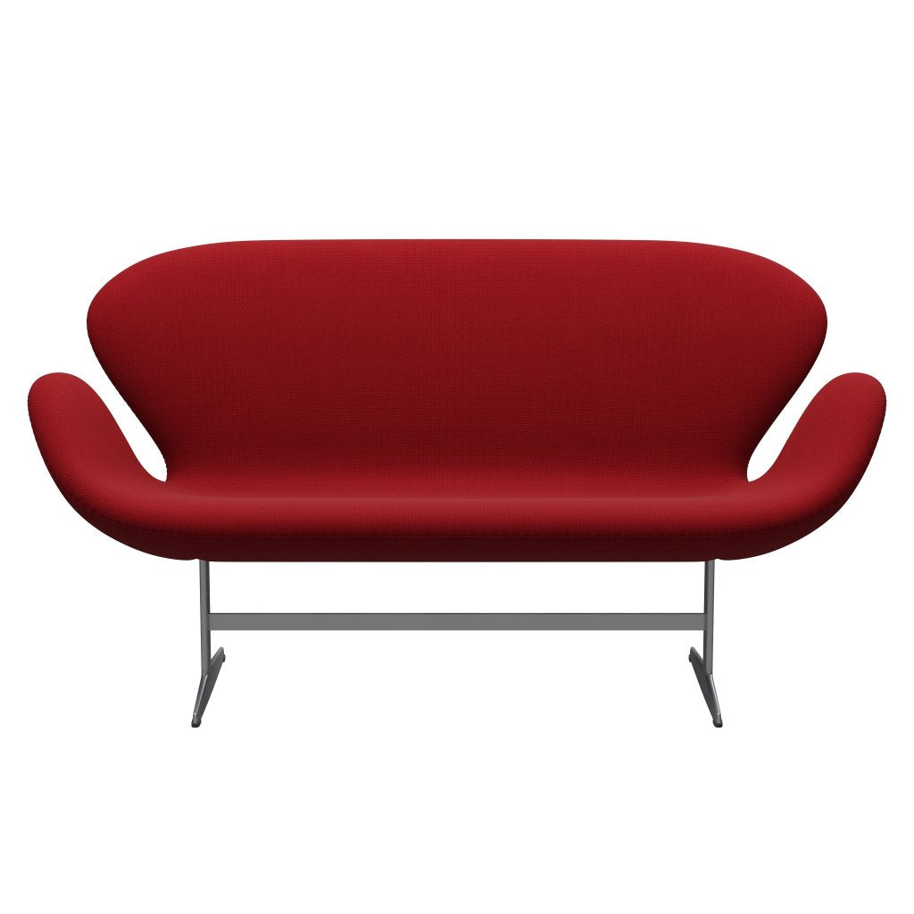 Fritz Hansen Canapé de cygne 2 places, gris argenté / diablo rouge chaud