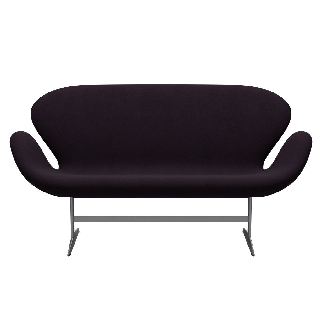 Fritz Hansen Swan沙发2座，银灰色/Divina Aubergine（376）