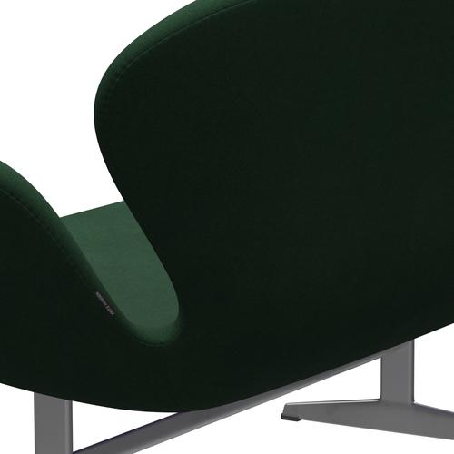 Fritz Hansen Swan Sofa 2-Sitzer, Silbergrau/Divina Dunkelgrün (876)