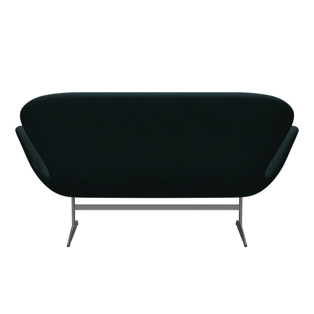 Fritz Hansen Swan Sofa 2-Sitzer, Silbergrau/Divina Dunkelgrün (886)