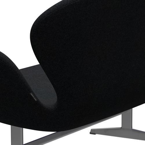 Fritz Hansen Swan Sofa 2-Sitzer, Silbergrau/Divina Md Schwarz