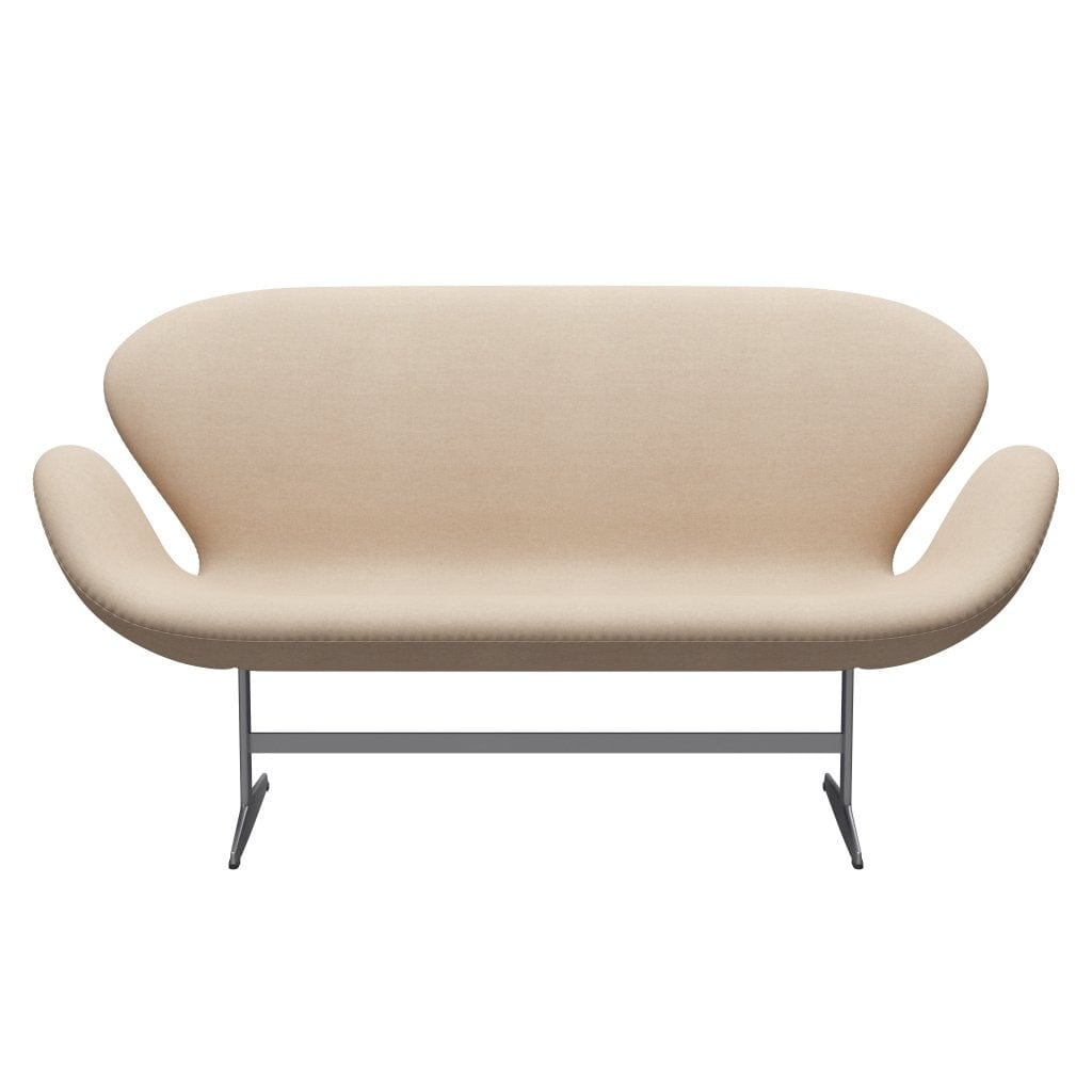 Fritz Hansen Swan Sofa 2-Sitzer, Silbergrau/Divina Md Crème