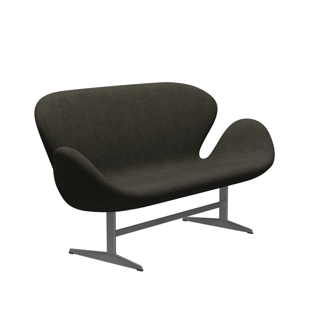 Fritz Hansen Swan Sofa 2-Sitzer, Silbergrau/Divina Melange Graubraun