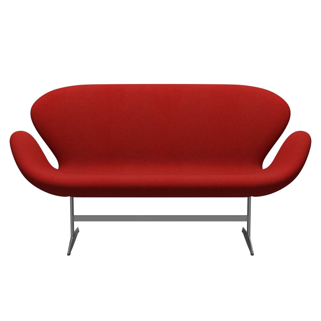 Fritz Hansen Swan Sofa 2-Sitzer, Silbergrau/Divina Melange Rot