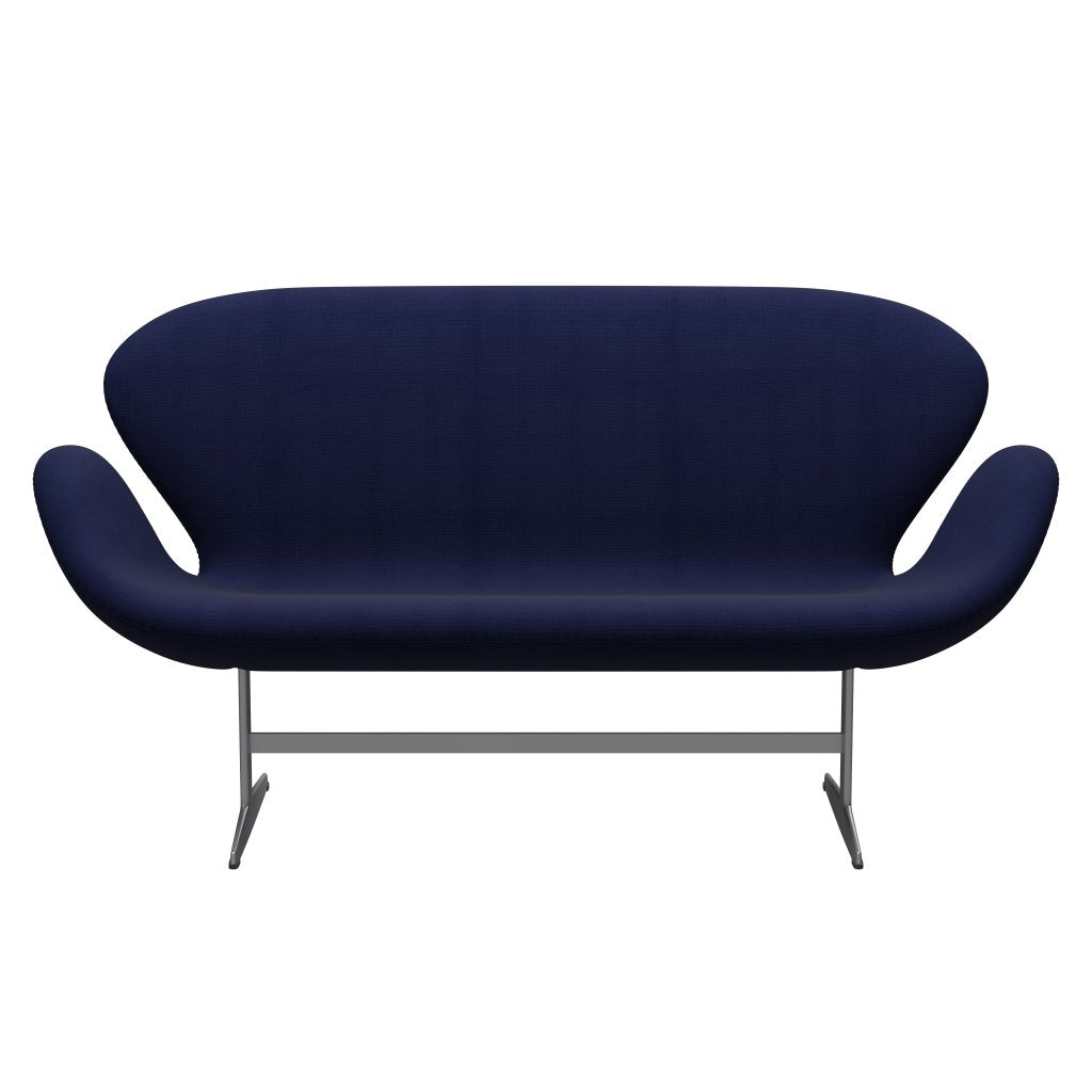 Fritz Hansen Canapé de cygne 2 places, gris argenté / renom bleu foncé (66005)