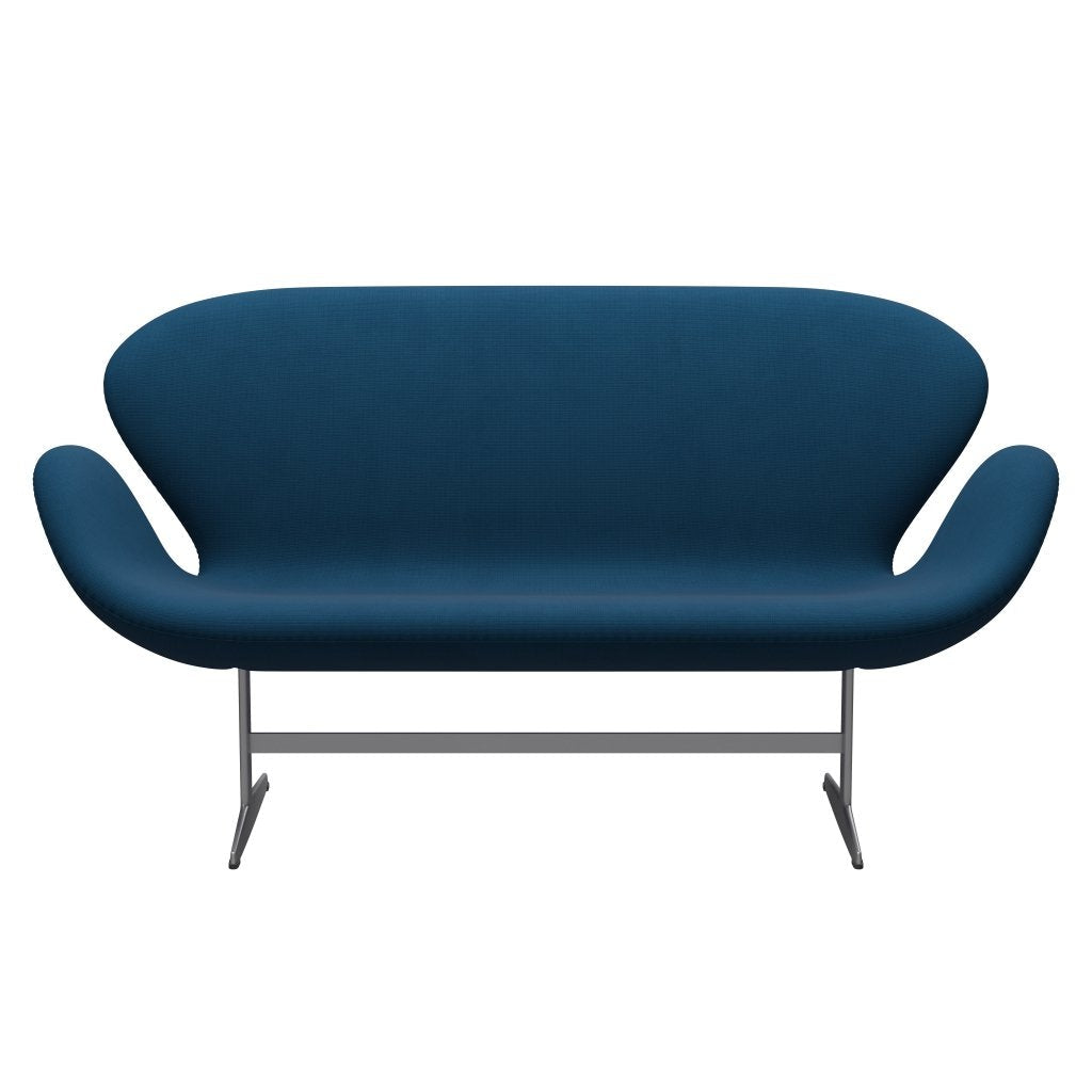 Fritz Hansen Swan Sofa 2 -zits, zilvergrijs/roem donkerblauw bruin