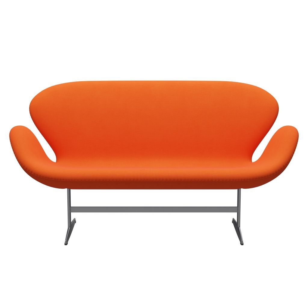 Fritz Hansen Swan Sofa 2 sæta, silfurgrá/frægð appelsínugult (63016)