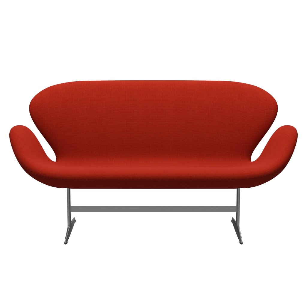 Fritz Hansen Swan Sofa 2-Sitzer, Silbergrau/Hallingdal Orange (600)