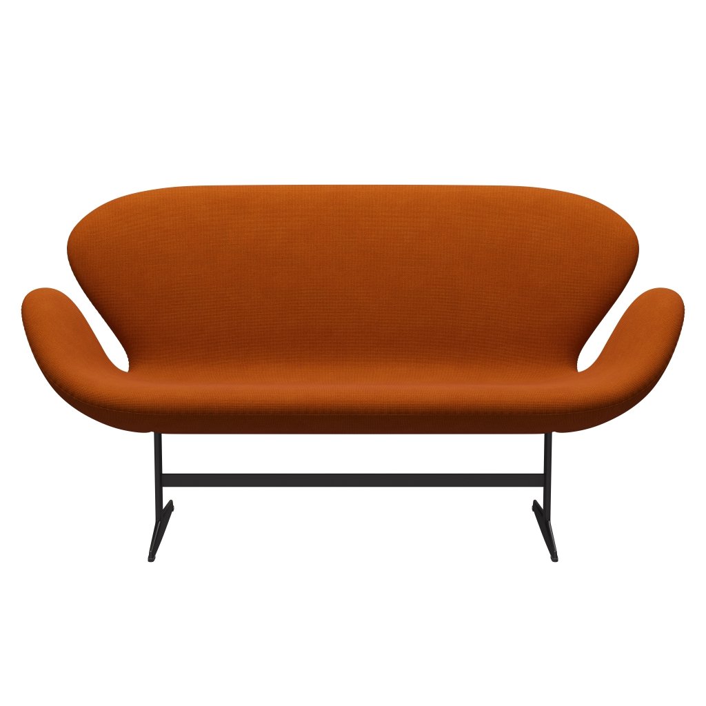 Fritz Hansen Swan Sofa 2-Sitzer, Warmes Graphit/Hallingdal Orange (547)