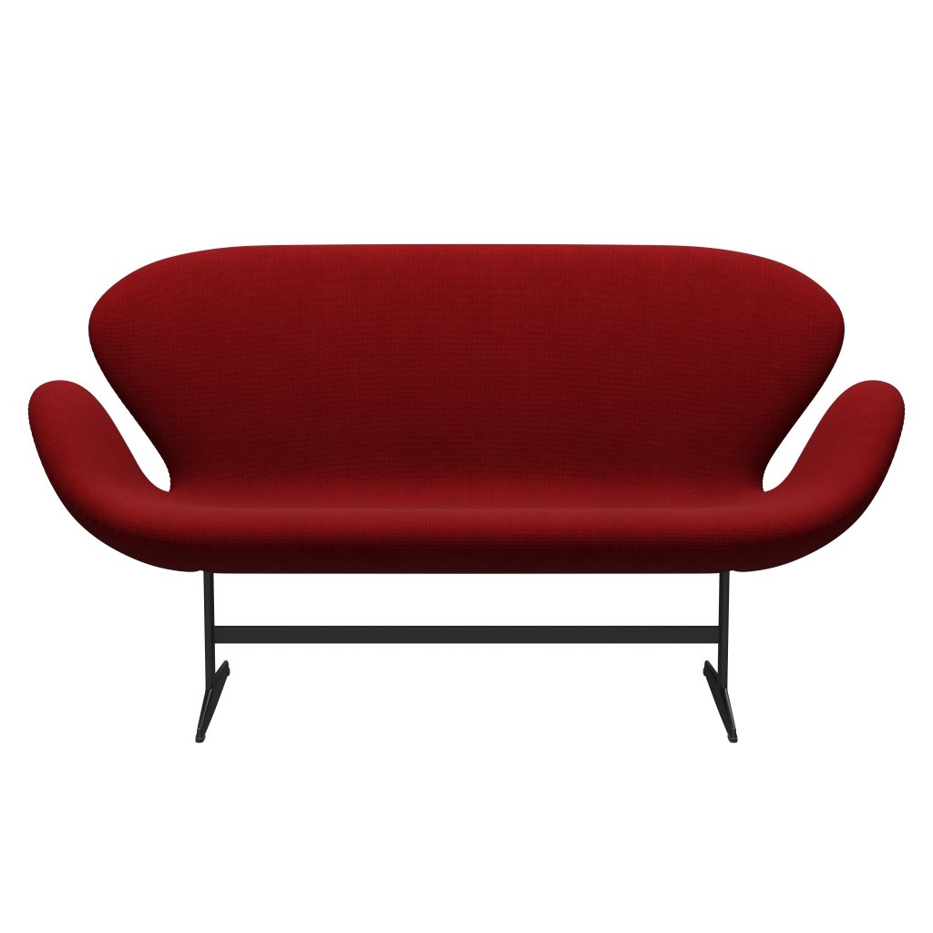 Fritz Hansen Swan Sofa 2-Sitzer, Warmes Graphit/Hallingdal Rot (657)