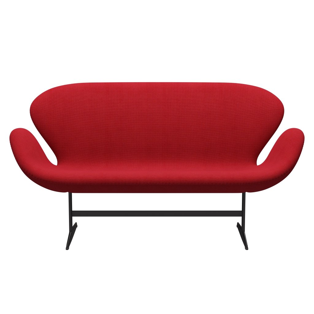 Fritz Hansen Swan Sofa 2-Sitzer, Warmes Graphit/Hallingdal Rot (680)