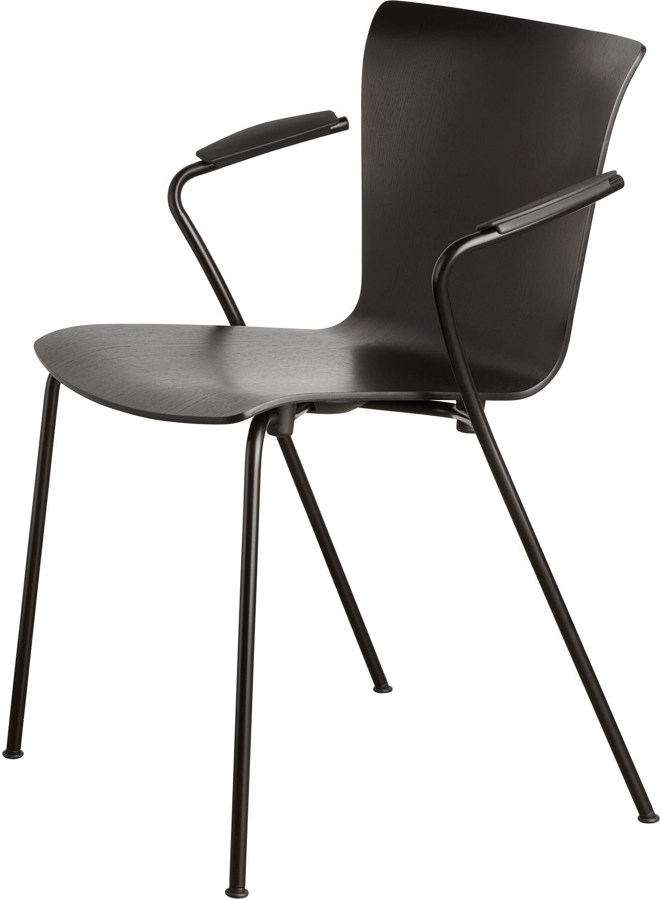 Fritz Hansen Vico Duo VM111 Silla con marco recubierto de polvo de reposabrazos, ceniza negra